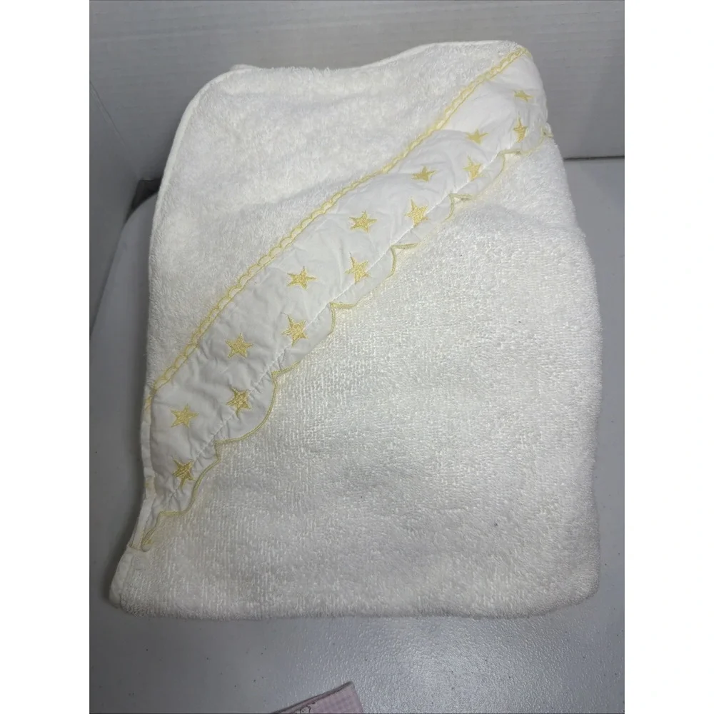 Sweet William Baby Hooded Towel White Yellow Stars Cotton‎ Portugal